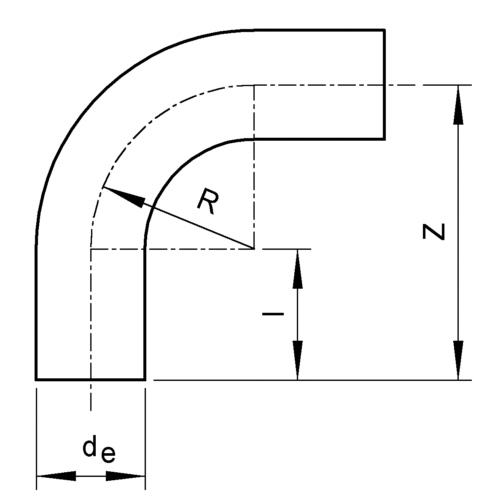 Nahtlose Rohrbogen 90°, PE 100, SDR 11, gedrückt | Kwerk Online Shop