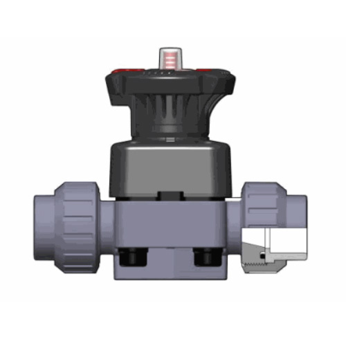 PVC U Membranventil DK DIALOCK®, Verschraubung mit Klebemuffe, EPDM Ausführung